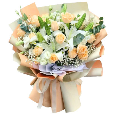 河源19朵香槟玫瑰百合，你是我的真爱