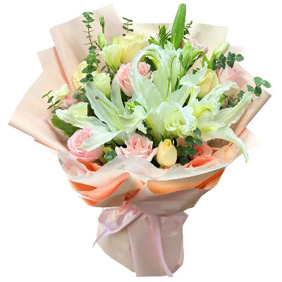 河源10朵玫瑰百合混搭，爱是难忘时刻